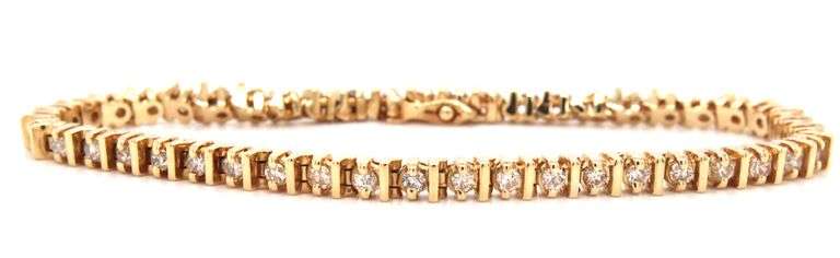 14kt Yellow gold 1ctw diamond tennis bracelet