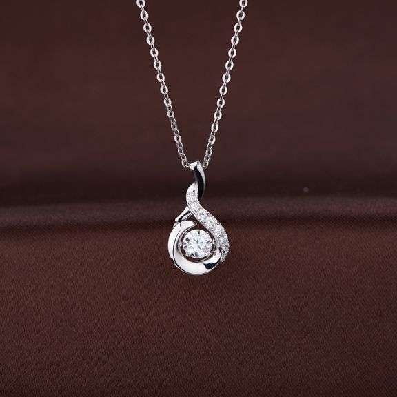 Beautiful Center Moissanite dancing pendant in 925 sterling silver