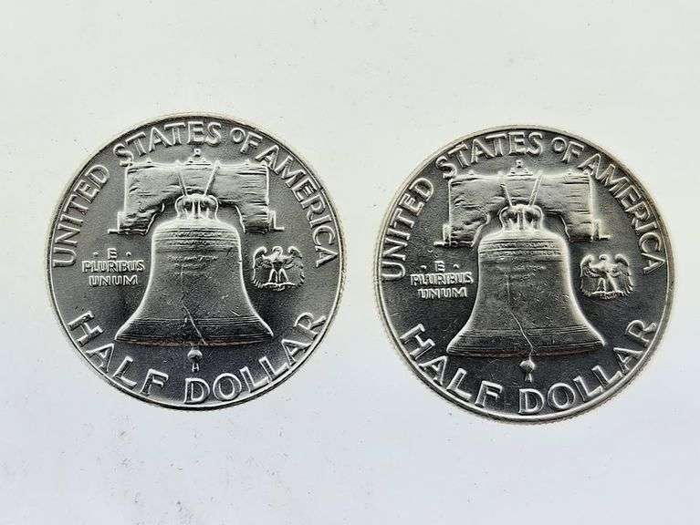 (2) 1962-D Franklin Silver Half Dollars, UNC