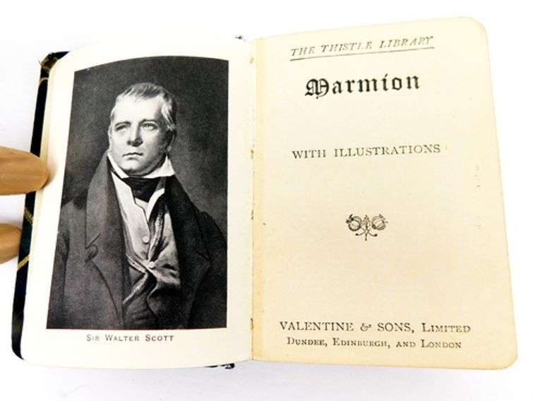 Miniature Scott's Marmion Silk Tartan Antique Book