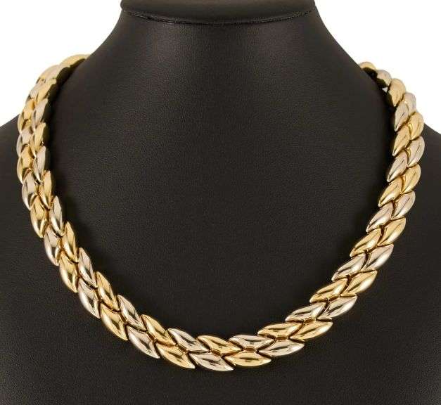 Chimento Two Tone Puffed Reversible Collar Necklace in 18K