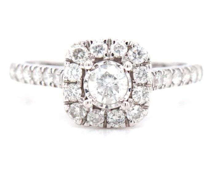 Sweet 10K WG Halo Mounted Diamond Ring