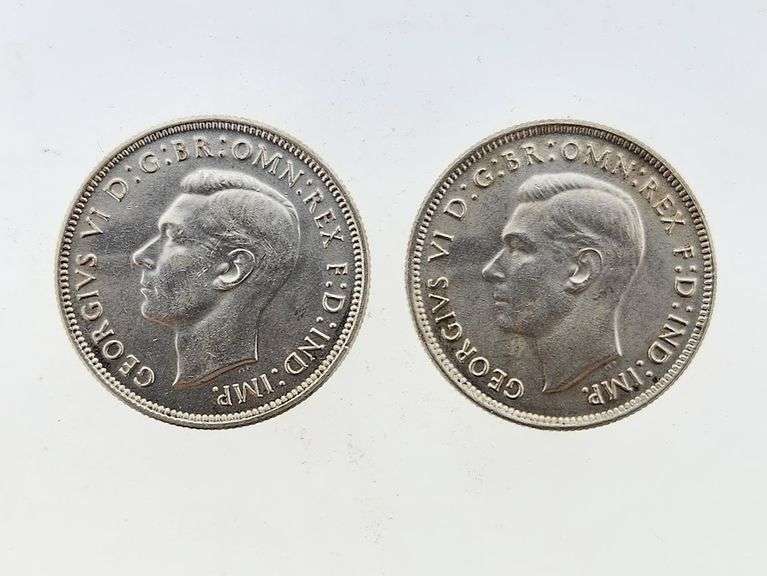 1942 & 1943 Australia Silver Florin, UNC