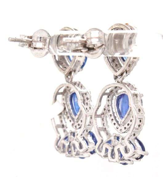 Sparkling 5.10CTW Kyanite & Diamond Dangle Earrings in Sterling Silver