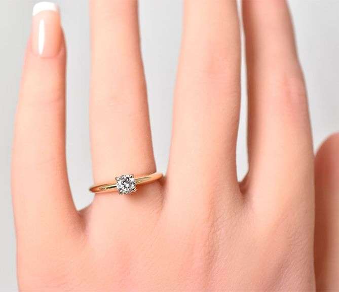 Elegant 14K Yellow Gold Approx. 0.46CTW Diamond Ring