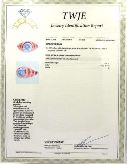 18kt Yellow gold round brilliant cut bezel set diamond ring