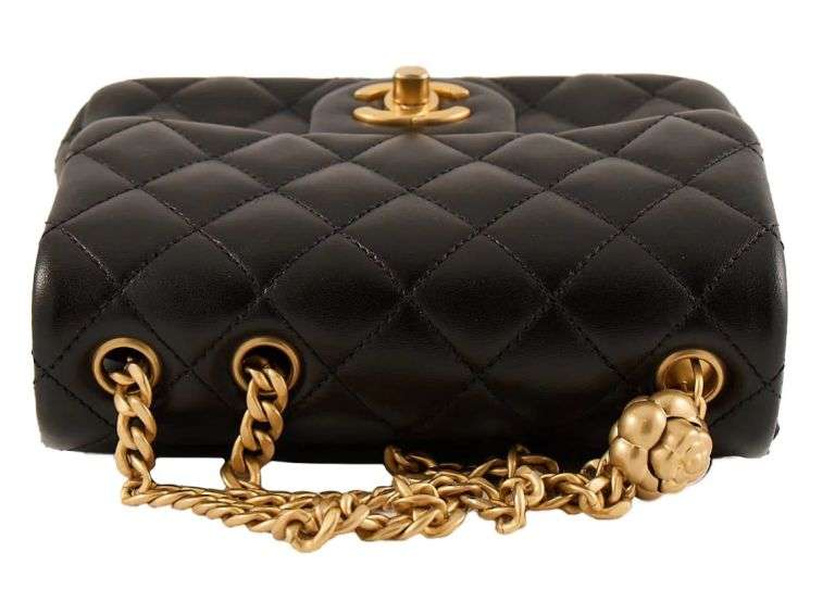 Chanel, Black Lambskin, Mini Sweet Camellia Flap Shoulder Bag