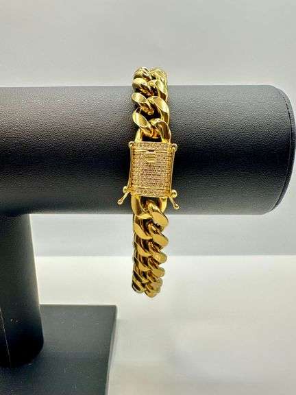 Sharp 70.1 Gram 14 K Yellow Gold Plate Cuban Curb Link Bracelet