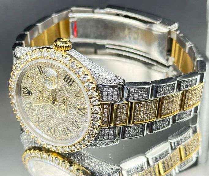 ROLEX STAINLESS STEEL GOLD DIAMOND DIAL JUBILEE BAND WATCH 11.5CT