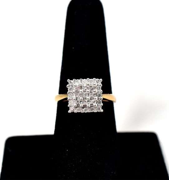 Sparkling 10K Yellow and White Gold Diamond Ring