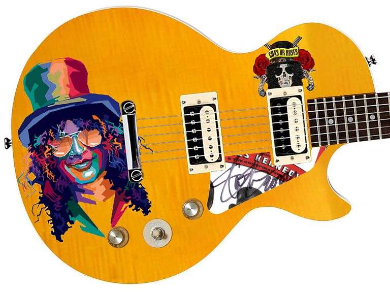 Slash of Guns N Roses Signed Custom Graphics Epiphone AFD Special II Guitar