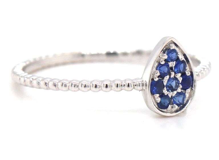 18kt White Gold Bony Levy Multi Blue Sapphire in Pear Shaped Ring