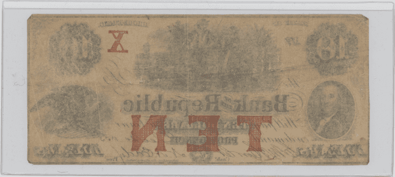 Desirable Providence RI $10 Bank of the Republic Obsolete Note – Washington & Eagle – Civil War Era