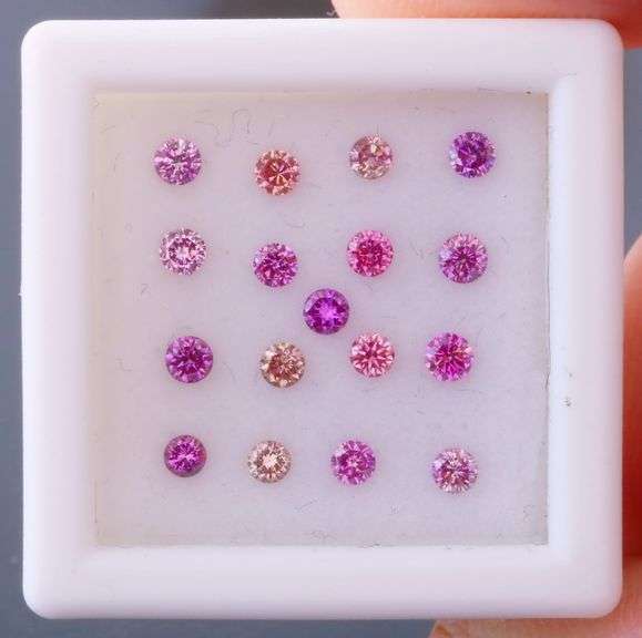 Collectors large sized 17 piece .63ct set of real Pink Diamonds!