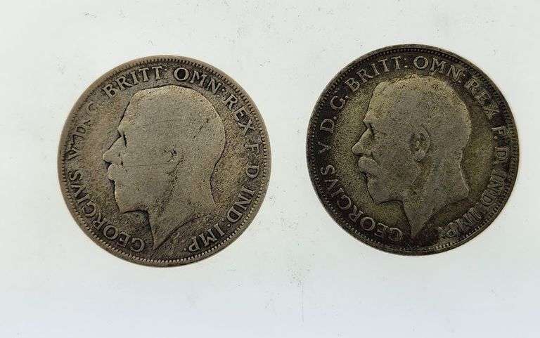 (2) 1922 Great Britain One Florin, Silver