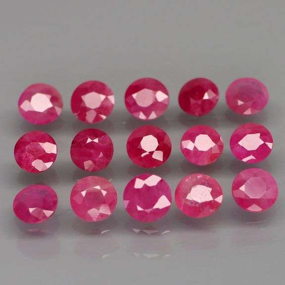Heavy! 4.1mm! 15 piece set! 5.29ct Burmese Ruby set!
