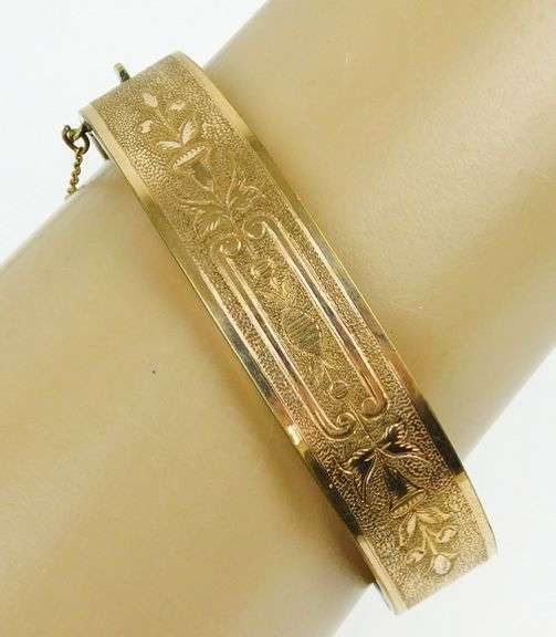 Antique Gold Filled Engraved Bangle Bracelet