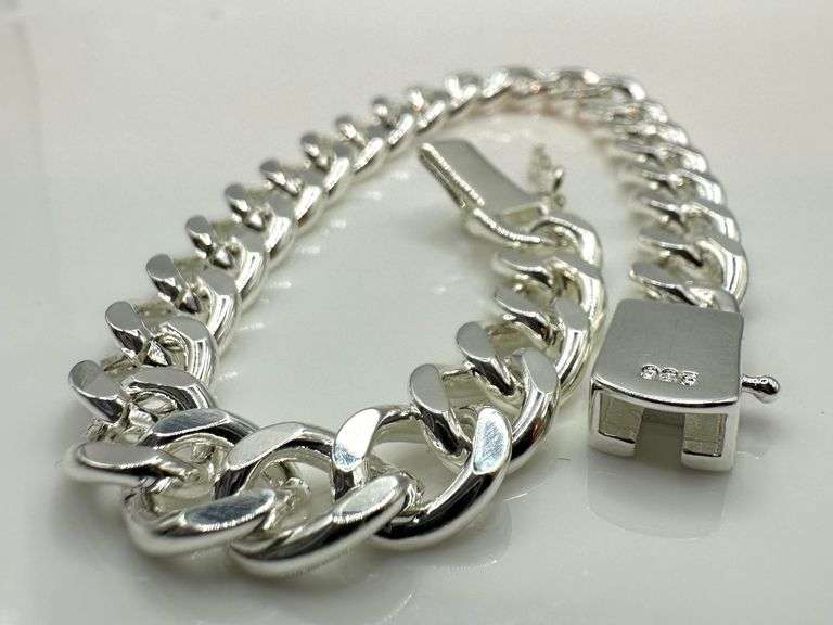 Sharp  .925 Sterling Silver Plated Cuban Link Bracelet
