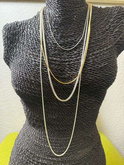 Sterling Silver Italian 925 Layered 4 Piece Chain Set 15", 20", 22", 30" (adjustable)