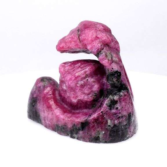 Simply adorable! 77.91ct Ruby in Zoisite owl carving!
