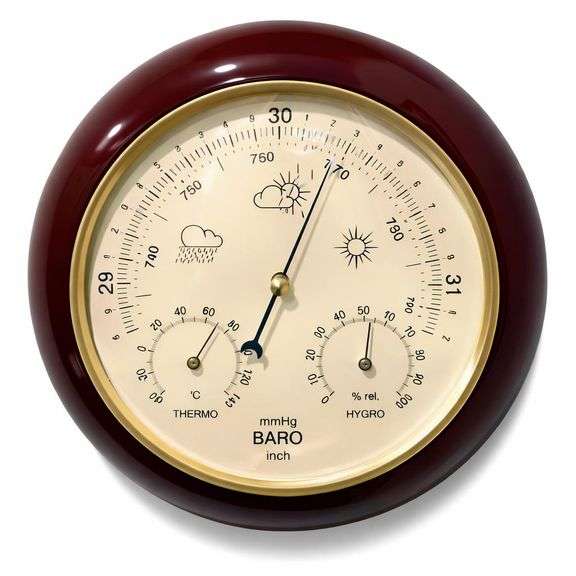 Vintage-style Weather Station Cherry Wood Finish