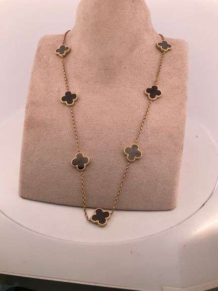 CERTIFIED 14K YELLOW GOLD CLOVER NECKLACE