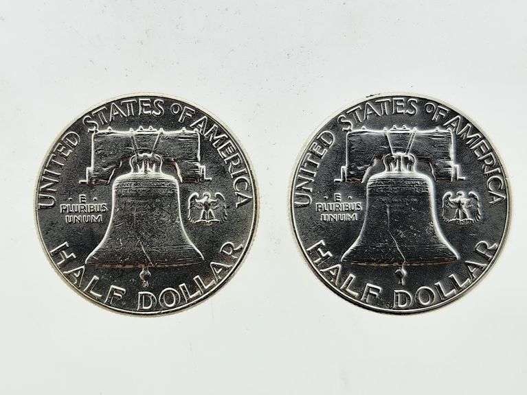 (2) 1963 Franklin Silver Half Dollars, UNC