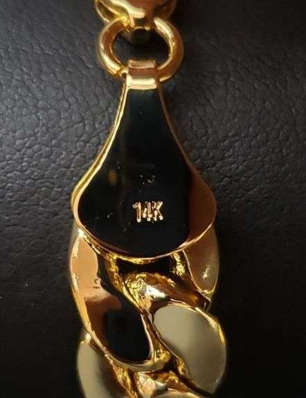Huge 47.3 Gram 14 Kt Gold Plate Cuban Link Bracelet