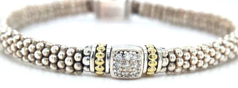 Lagos Caviar two tone diamond bracelet