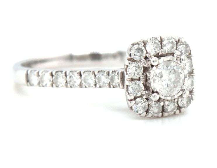 Sweet 10K WG Halo Mounted Diamond Ring
