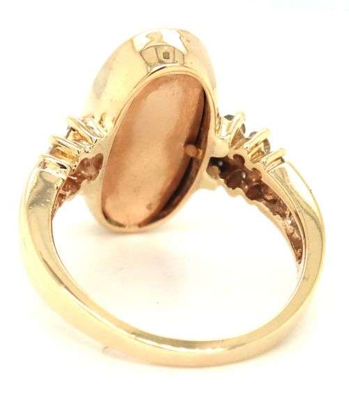 14kt Yellow gold doublet oval opal and diamond ring