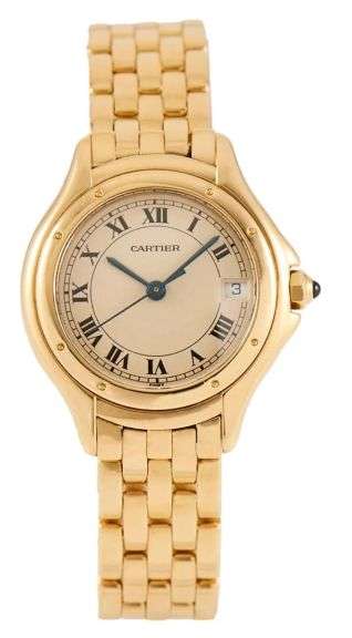 Cartier Panthere Cougar 887906, 26MM, Silver Dial, 18K Yellow Gold Ladies Watch