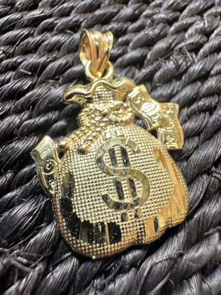 10k Yellow Gold Money Bag Pendant