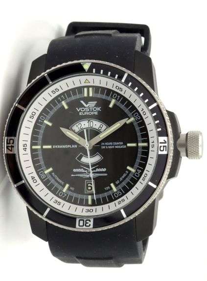 Vostok Europe Ekranoplan Caspian Sea monster Tritium tube dive watch
