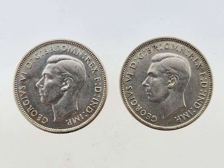 1940 & 1944-S Australia Silver Florin, UNC