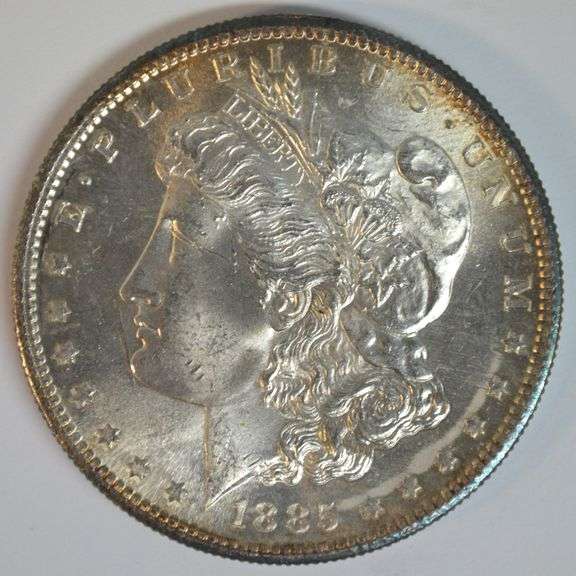 Lustrous BU 1885-S Morgan Silver Dollar. Key date. Full strike