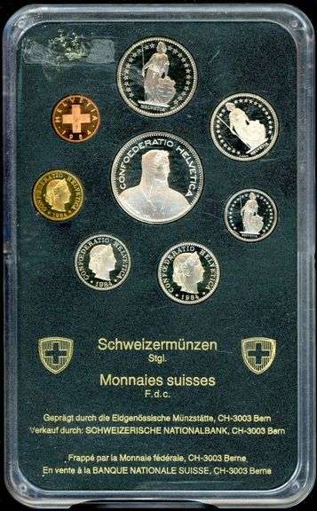 1984 Swiss 8-Piece Proof Set in Original Case