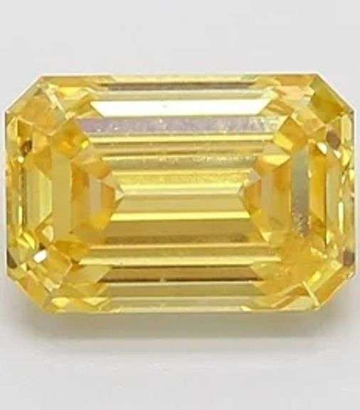 Remarkable I.G.I. Certified Fancy Intense Yellow Lab Diamond - 2.08 Carats, Emerald Cut