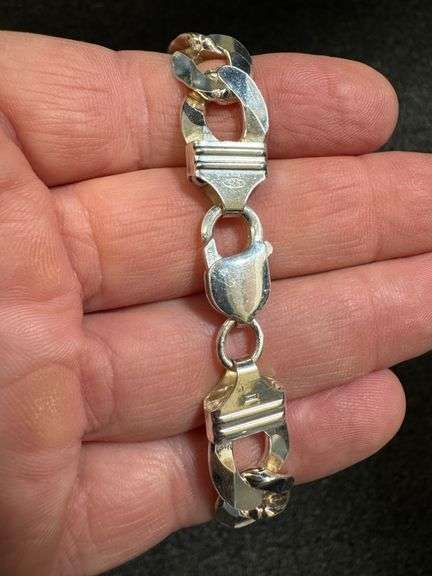 925 Sterling Silver Diamond Cut 13mm Curb Chain 26"