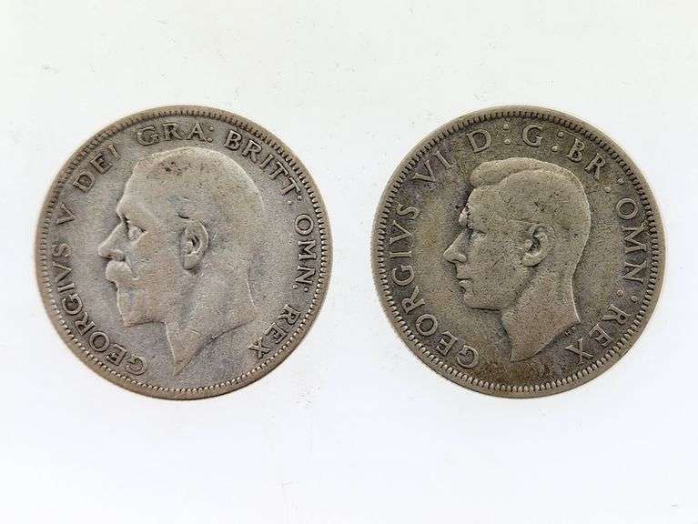 1929 & 1941 Great Britain Half Crown, Silver