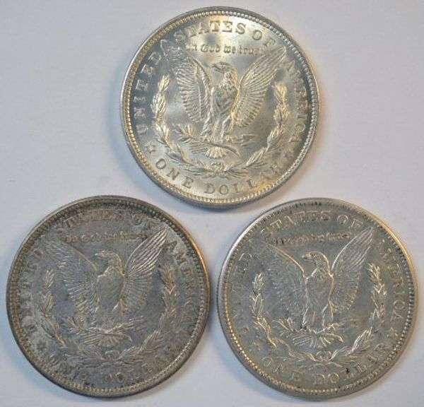 1921 P-D-S Morgan Silver Dollars. Last year of issue for Morgans