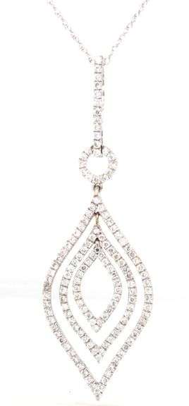 18kt White gold 1ctw diamond dangle pendant on chain