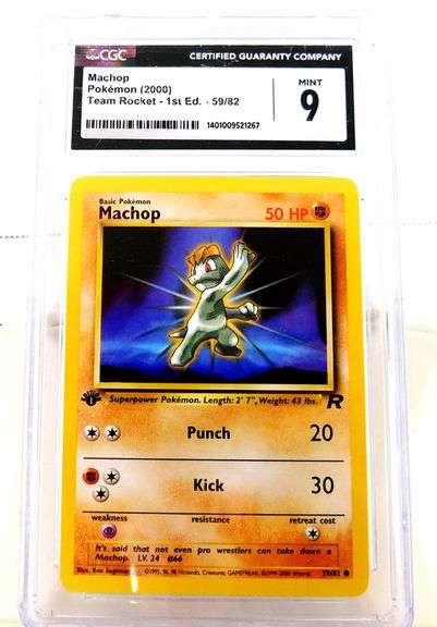 Pokémon 2000 Machop 1st Edition Card, 9 Mint