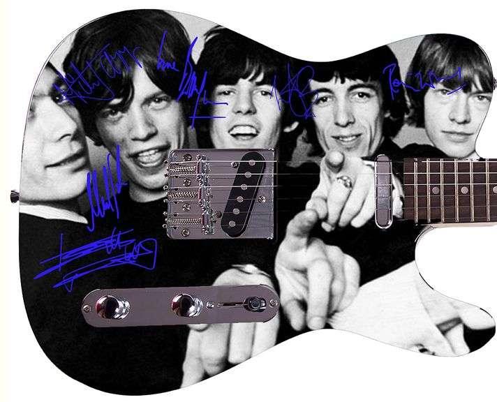 The Rolling Stones Autographed Facsimile Signed Custom Graphics Guitar