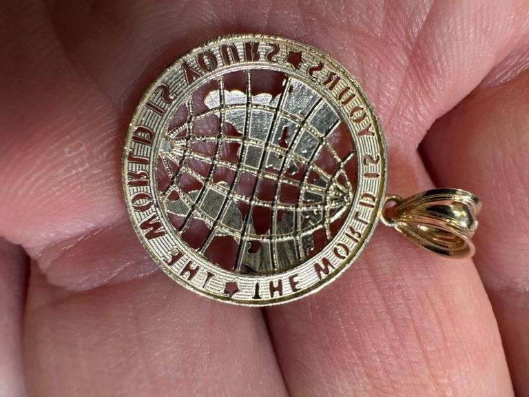 10K Yellow Gold Globe "The World Is Yours" Pendant