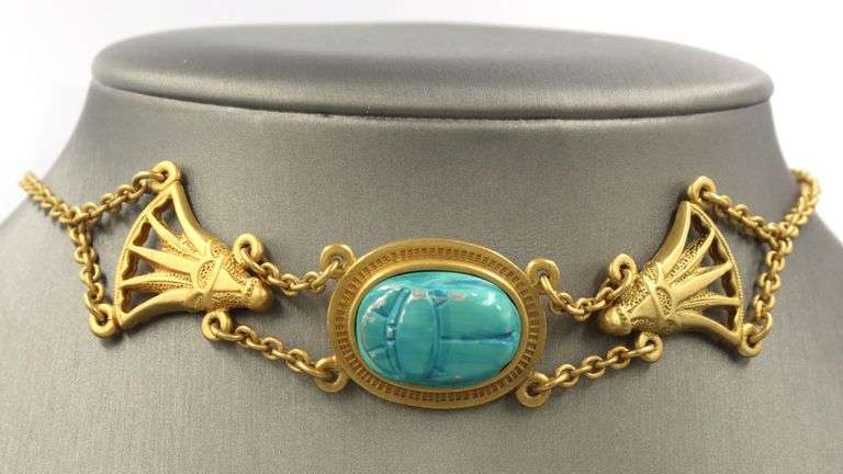 Christian Dior vintage Egyptian Revivl Scarab necklace