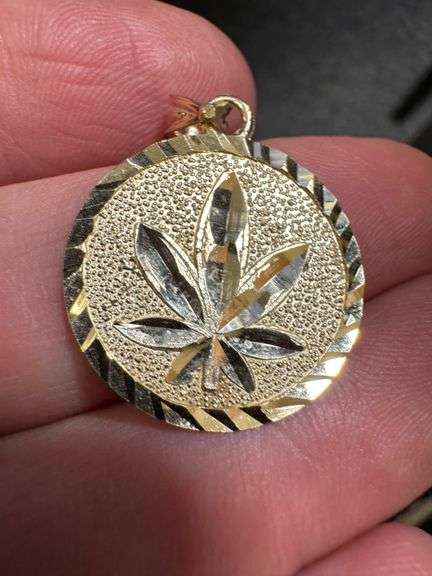 10k Yellow Gold Marijuana Pot Leaf Pendant