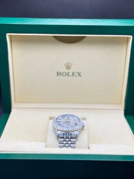 ROLEX STAINLESS STEEL GOLD DIAMOND DIAL JUBILEE BAND WATCH 11.5CT