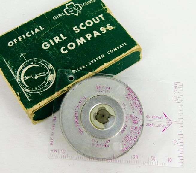 Vintage Girl Scout Compass with Box