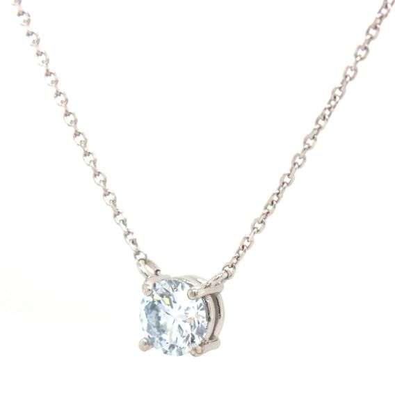 14kt White gold lab grown fancy blue diamond pendant on chain